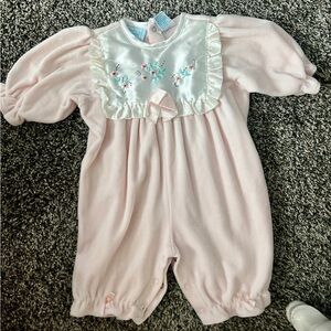 First Impressions Vintage Pink Floral Embroidered One Piece Size 6/9M